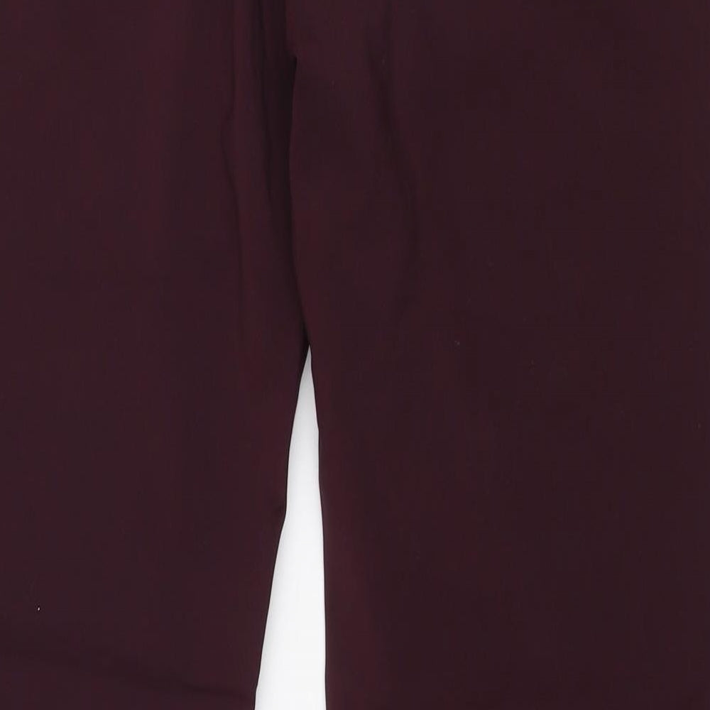 Dunnes Stores Womens Red  Cotton Trousers  Size 12 L29 in Slim Zip