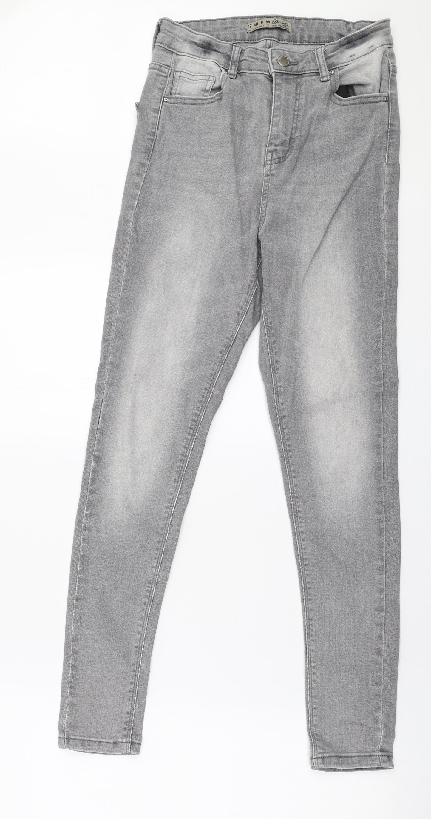 Denim Co Womens Grey  Cotton Skinny Jeans Size 12 L28 in Slim Zip