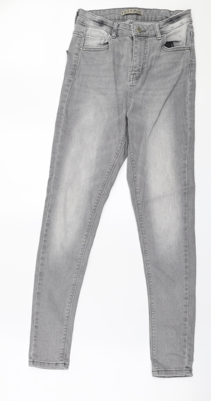 Denim Co Womens Grey  Cotton Skinny Jeans Size 12 L28 in Slim Zip
