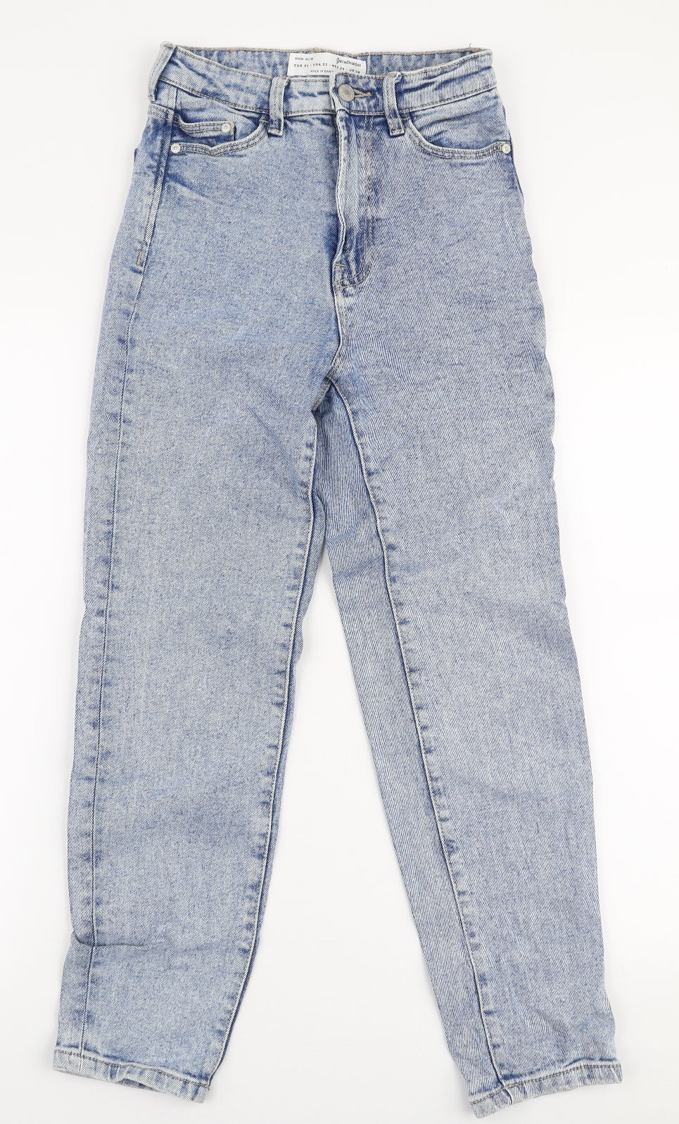 Stradivarius Womens Blue  Cotton Mom Jeans Size 6 L27 in Regular Zip