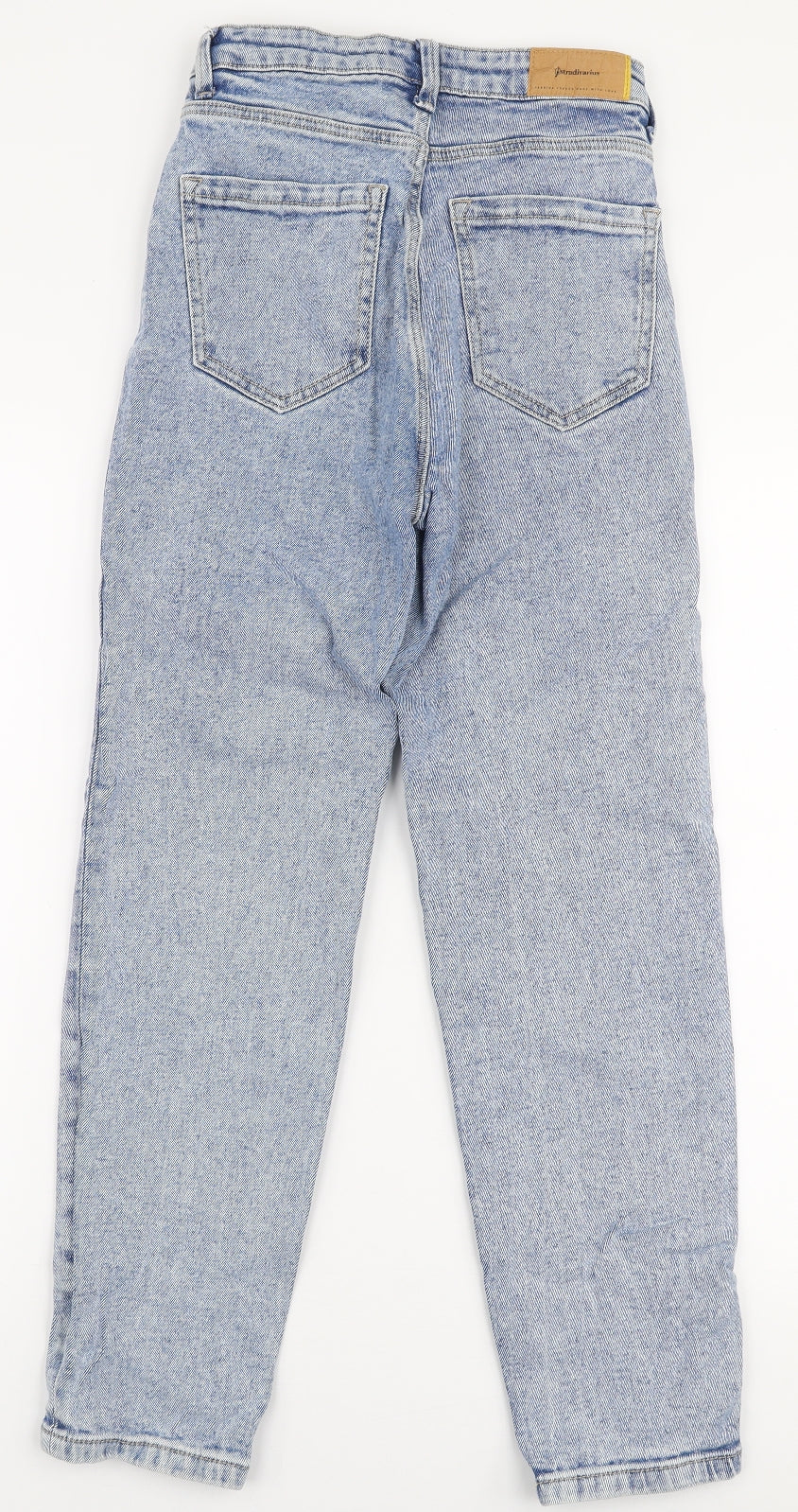 Stradivarius Womens Blue  Cotton Mom Jeans Size 6 L27 in Regular Zip