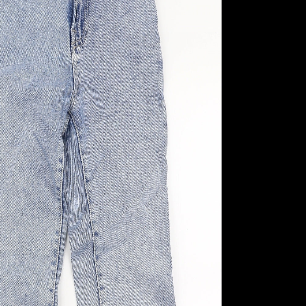 Stradivarius Womens Blue  Cotton Mom Jeans Size 6 L27 in Regular Zip