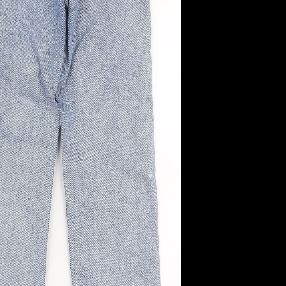 Stradivarius Womens Blue  Cotton Mom Jeans Size 6 L27 in Regular Zip