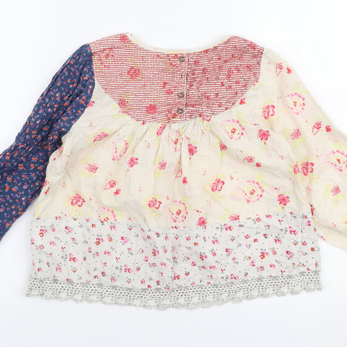 NEXT Girls Multicoloured Floral 100% Cotton Basic Blouse Size 10 Years Round Neck Button