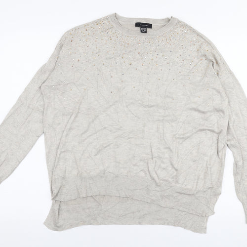 Atmosphere Womens Beige Round Neck  Viscose Pullover Jumper Size L