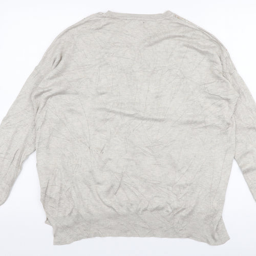 Atmosphere Womens Beige Round Neck  Viscose Pullover Jumper Size L