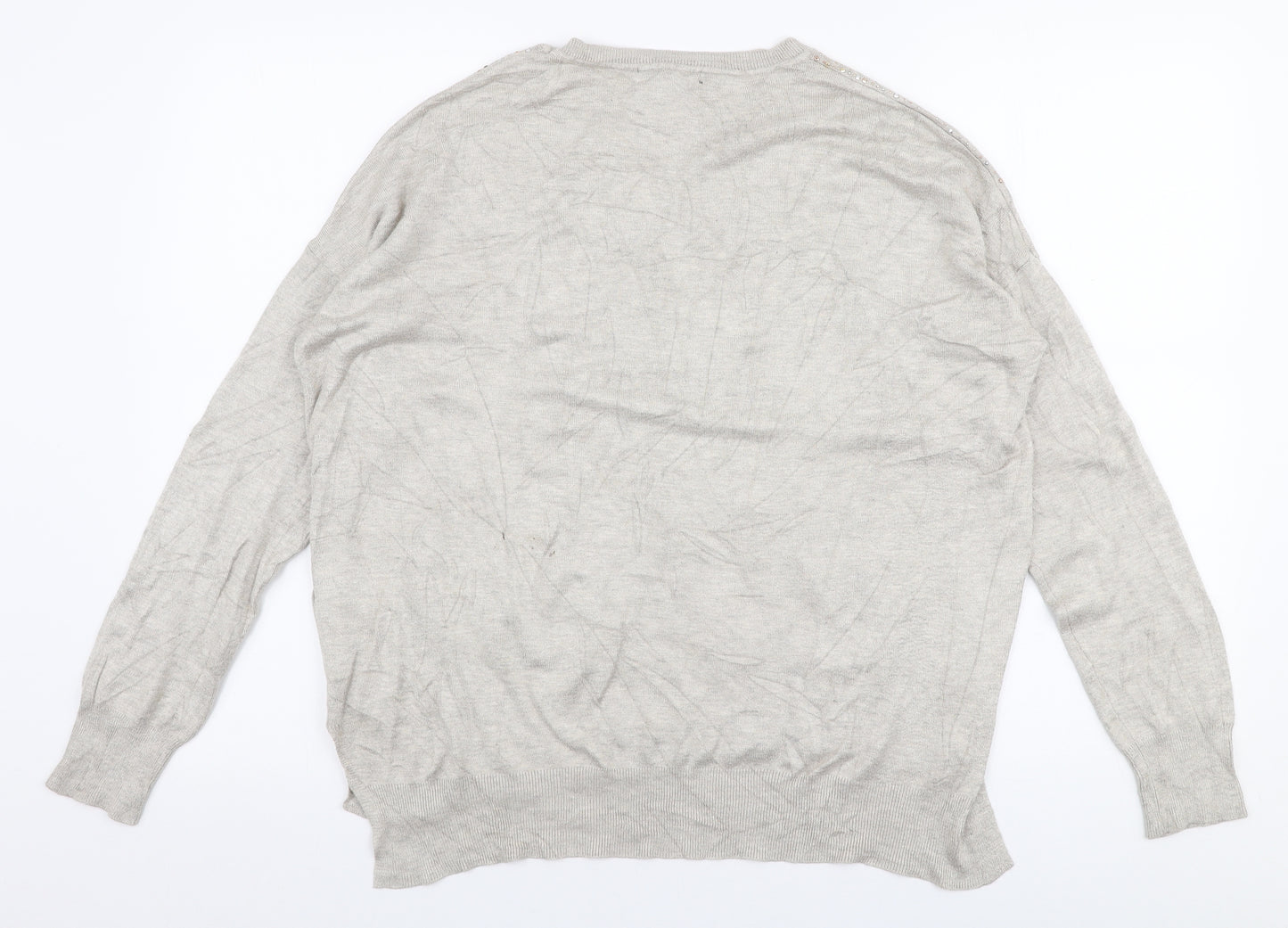 Atmosphere Womens Beige Round Neck  Viscose Pullover Jumper Size L