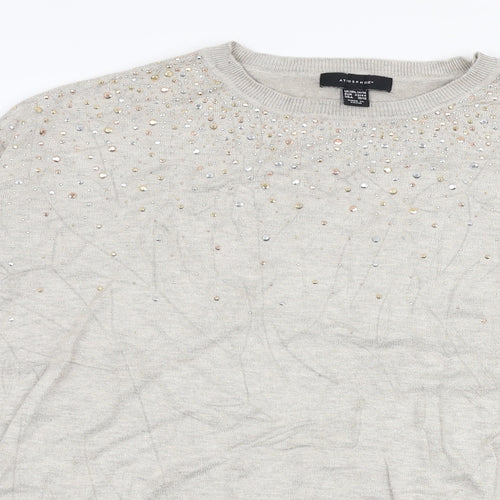 Atmosphere Womens Beige Round Neck  Viscose Pullover Jumper Size L