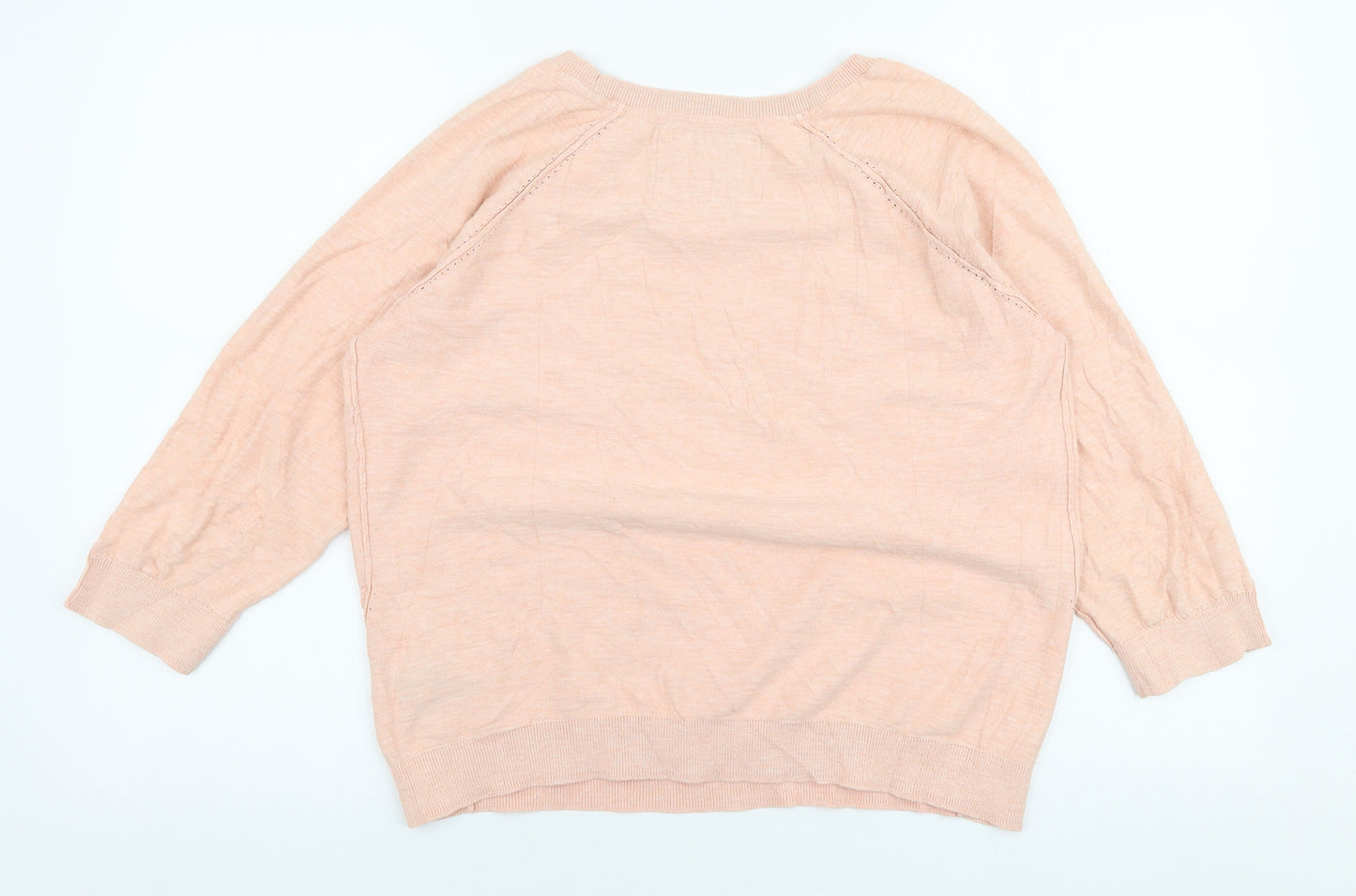 Marks and Spencer Womens Pink Round Neck  Cotton Pullover Jumper Size 14