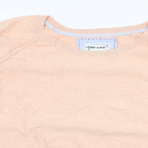 Marks and Spencer Womens Pink Round Neck  Cotton Pullover Jumper Size 14