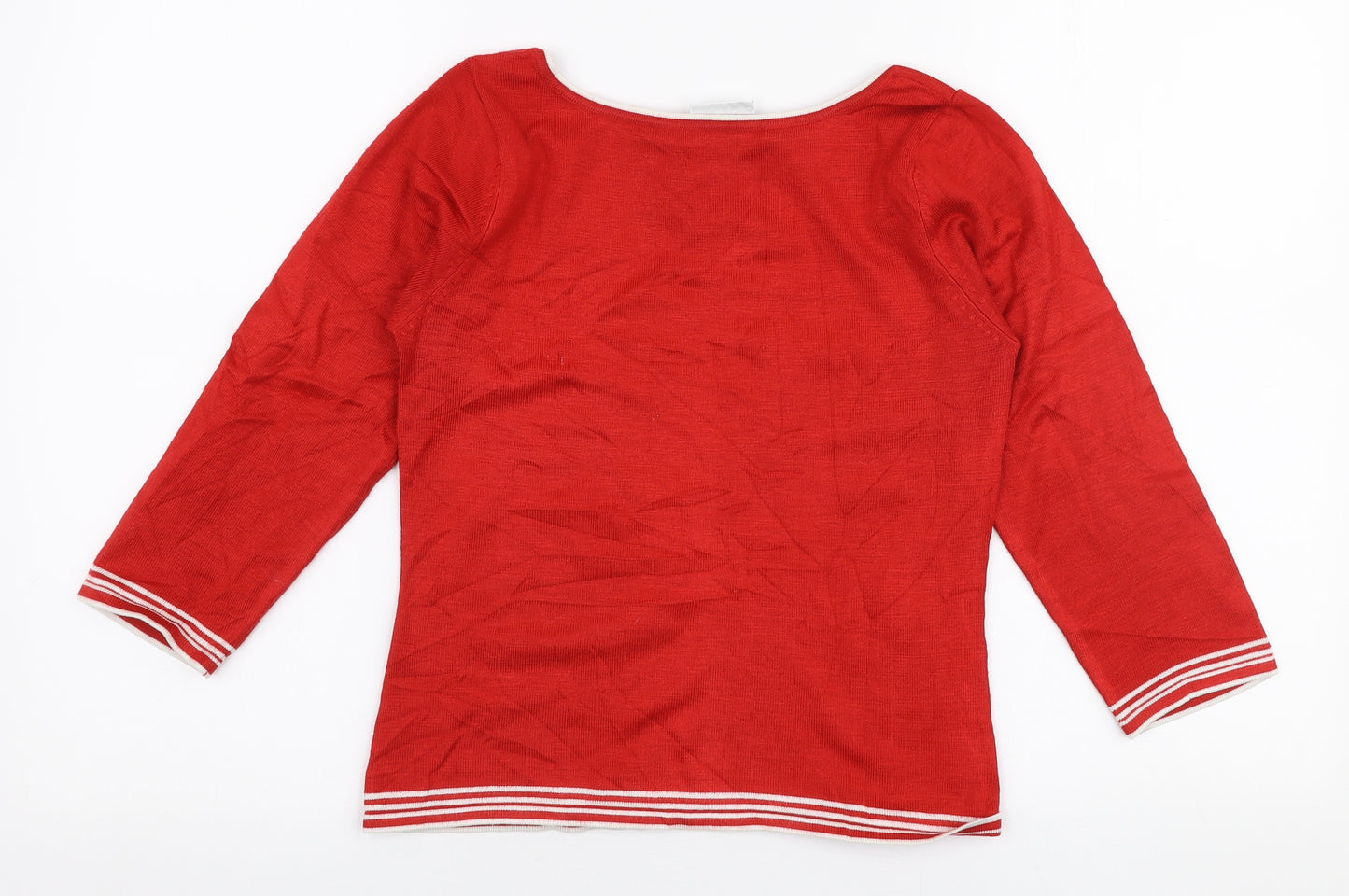 New Look Womens Red Boat Neck  Acrylic Pullover Jumper Size 10