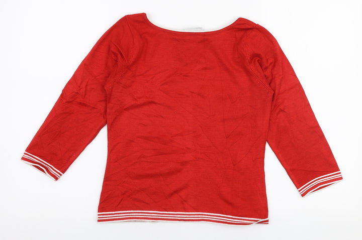 New Look Womens Red Boat Neck  Acrylic Pullover Jumper Size 10