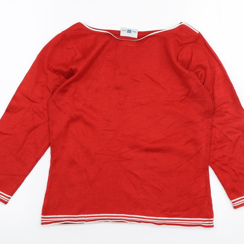 New Look Womens Red Boat Neck  Acrylic Pullover Jumper Size 10