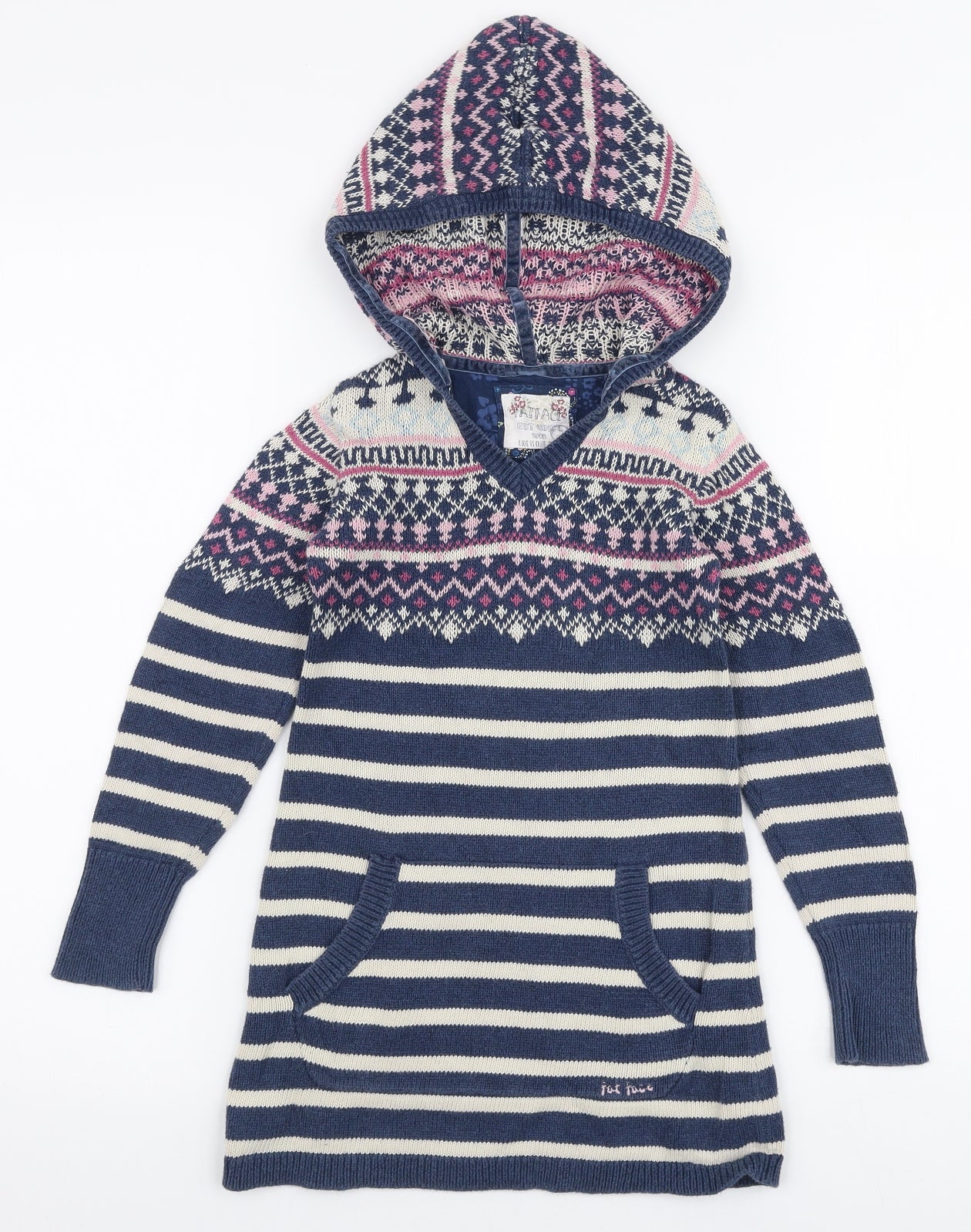 Fat Face Girls Multicoloured Round Neck Striped 100% Cotton Pullover Jumper Size 6-7 Years  Pullover