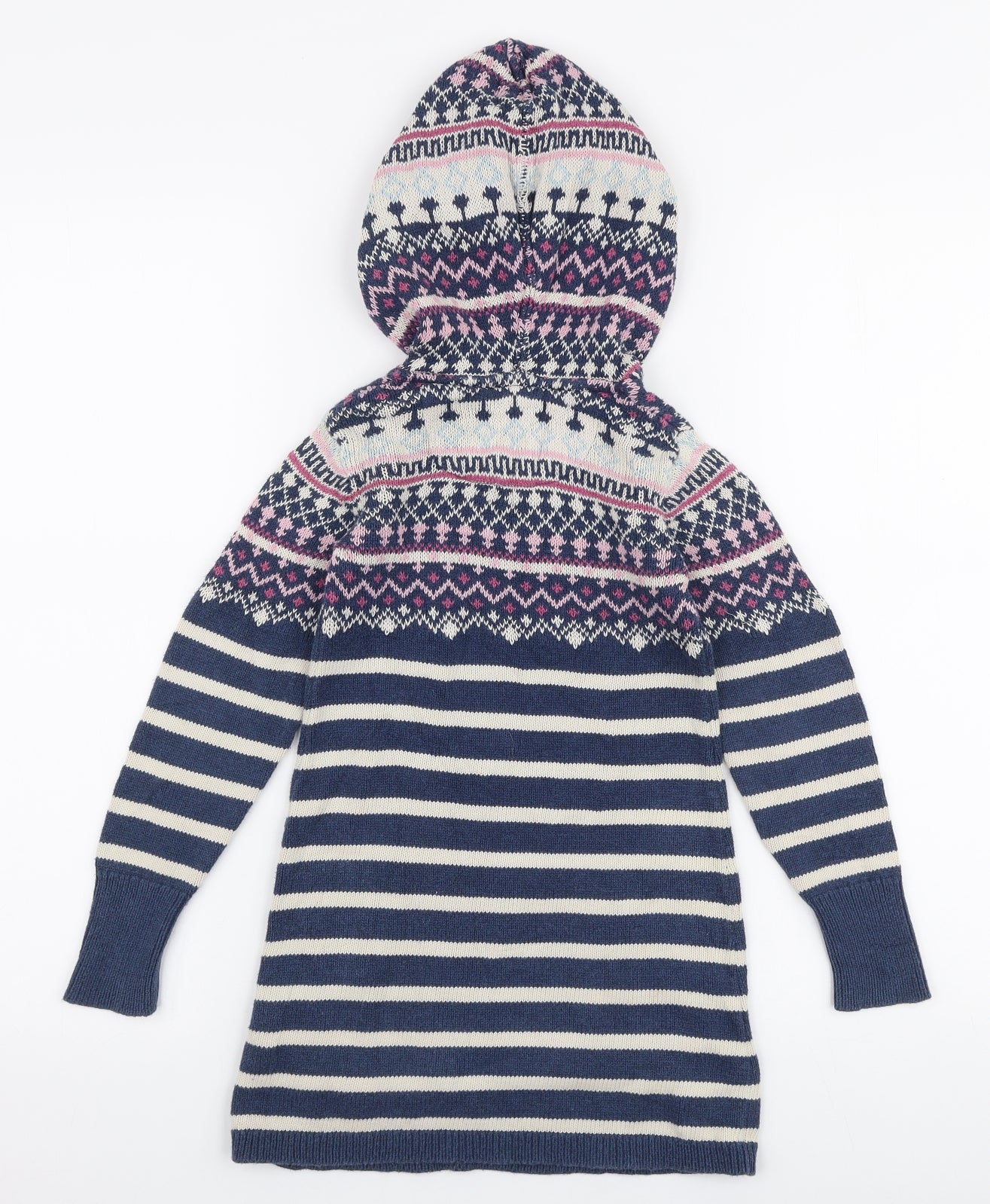 Fat Face Girls Multicoloured Round Neck Striped 100% Cotton Pullover Jumper Size 6-7 Years  Pullover