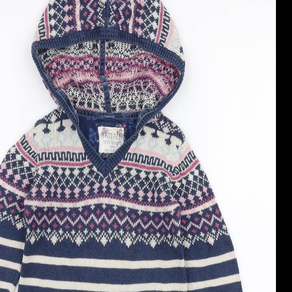 Fat Face Girls Multicoloured Round Neck Striped 100% Cotton Pullover Jumper Size 6-7 Years  Pullover