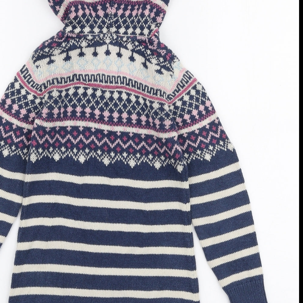 Fat Face Girls Multicoloured Round Neck Striped 100% Cotton Pullover Jumper Size 6-7 Years  Pullover