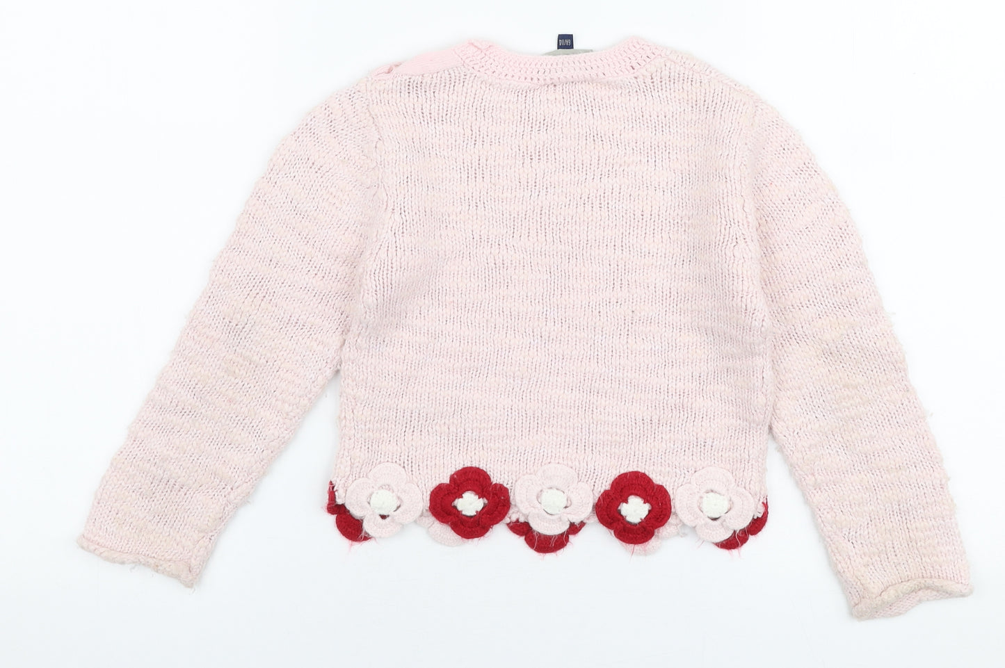 IKKS Girls Pink Round Neck  Acrylic Pullover Jumper Size 6 Years  Pullover