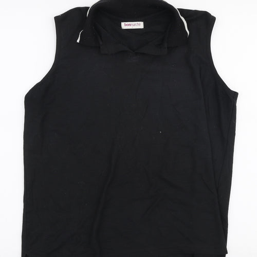 Bonmarche Womens Black  Polyester Basic Polo Size L Collared