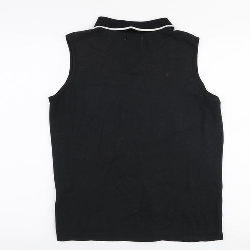 Bonmarche Womens Black  Polyester Basic Polo Size L Collared