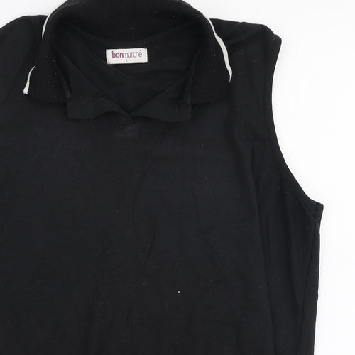 Bonmarche Womens Black  Polyester Basic Polo Size L Collared