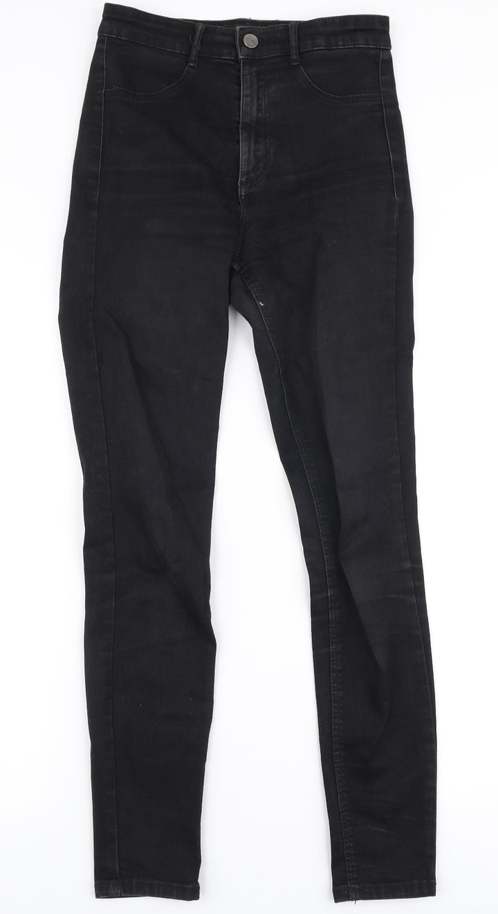 Zara Womens Black Cotton Skinny Jeans Size 8 L28 in Slim Zip