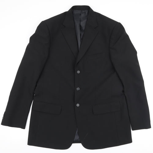 F&F Mens Black  Polyester Jacket Suit Jacket Size 42
