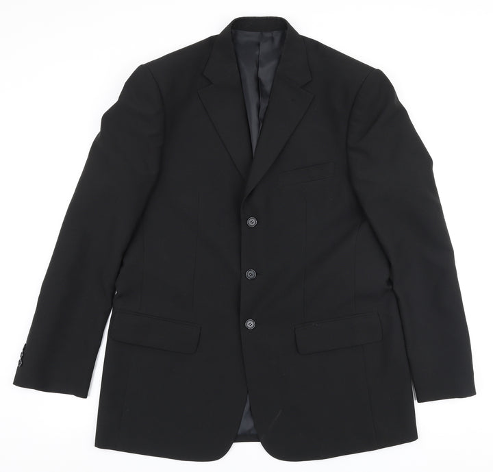 F&F Mens Black  Polyester Jacket Suit Jacket Size 42