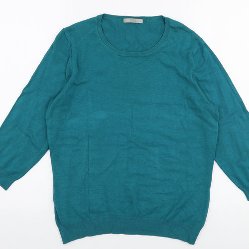 Marks and Spencer Womens Blue Round Neck  Viscose Pullover Jumper Size 14