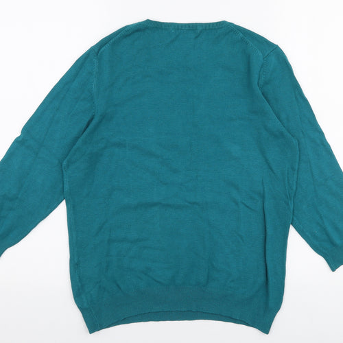 Marks and Spencer Womens Blue Round Neck  Viscose Pullover Jumper Size 14