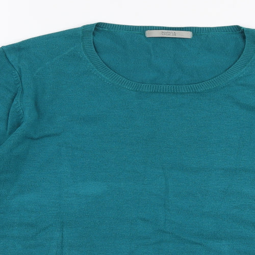 Marks and Spencer Womens Blue Round Neck  Viscose Pullover Jumper Size 14