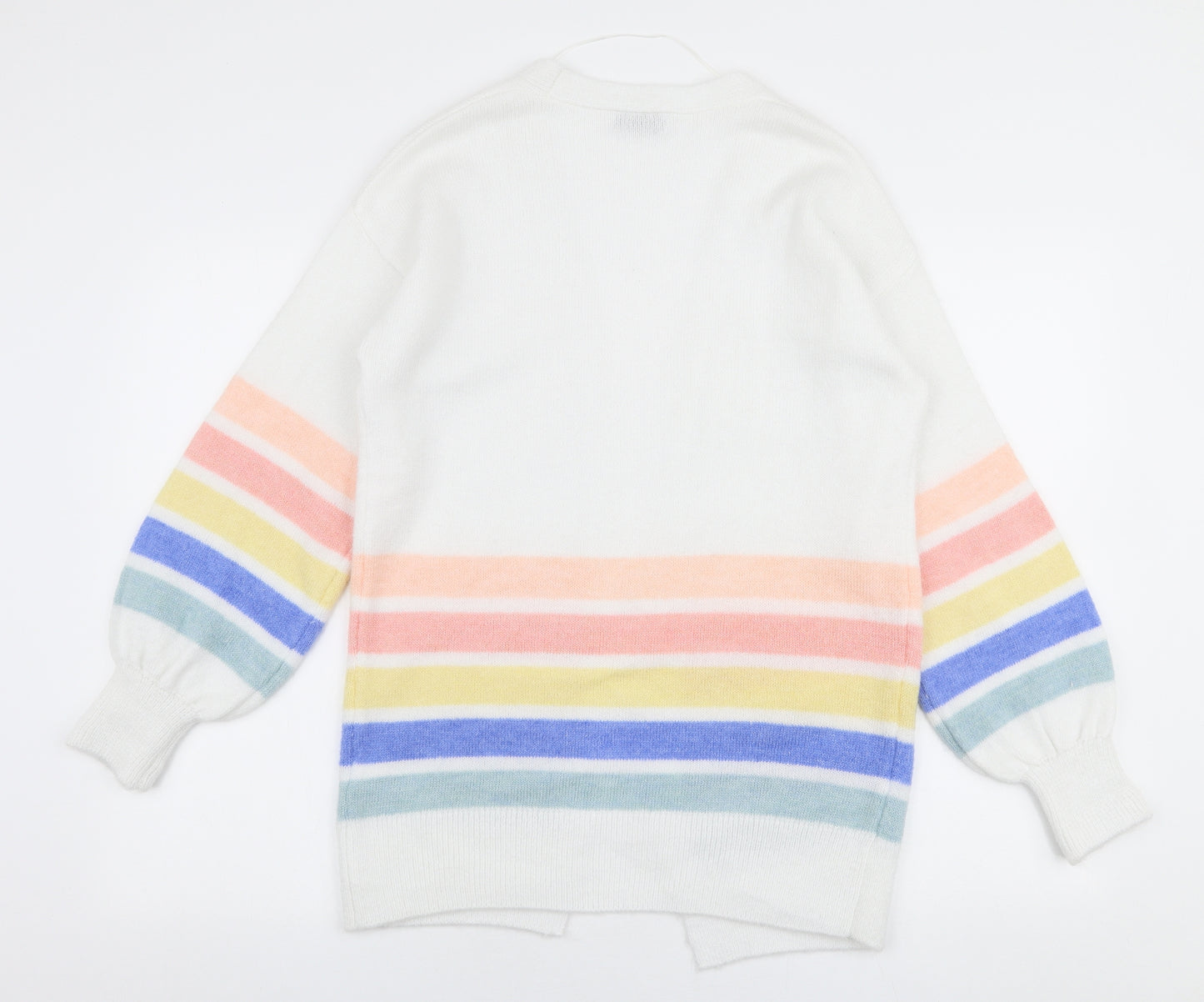 Papaya Womens Multicoloured V-Neck Striped Acrylic Cardigan Jumper Size S