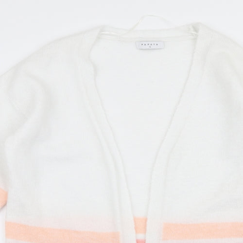 Papaya Womens Multicoloured V-Neck Striped Acrylic Cardigan Jumper Size S
