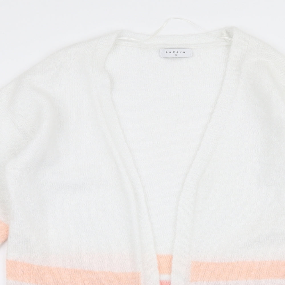 Papaya Womens Multicoloured V-Neck Striped Acrylic Cardigan Jumper Size S