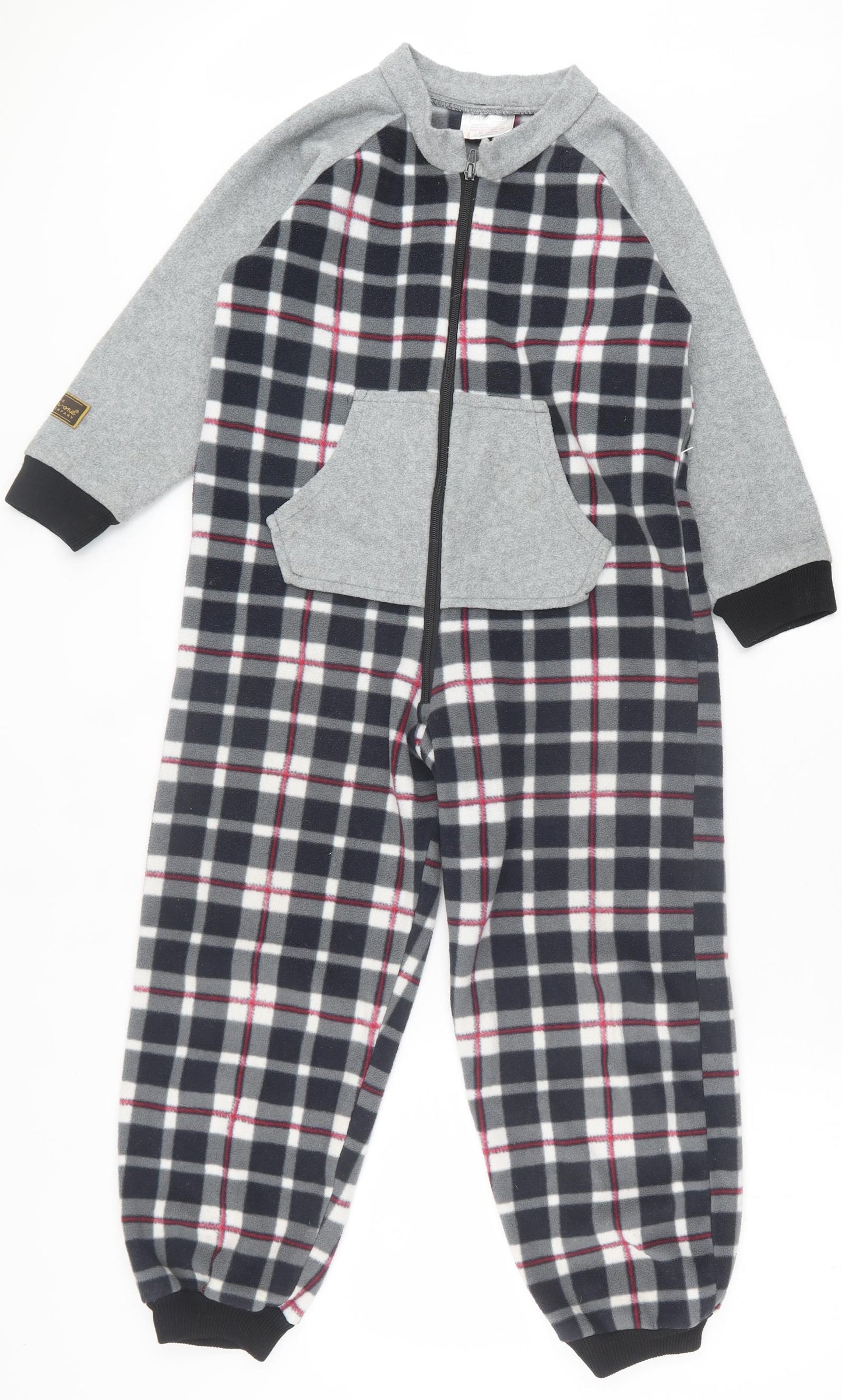 All in One Company Boys Grey Plaid Polyester  One Piece Size 5-6 Years  Zip