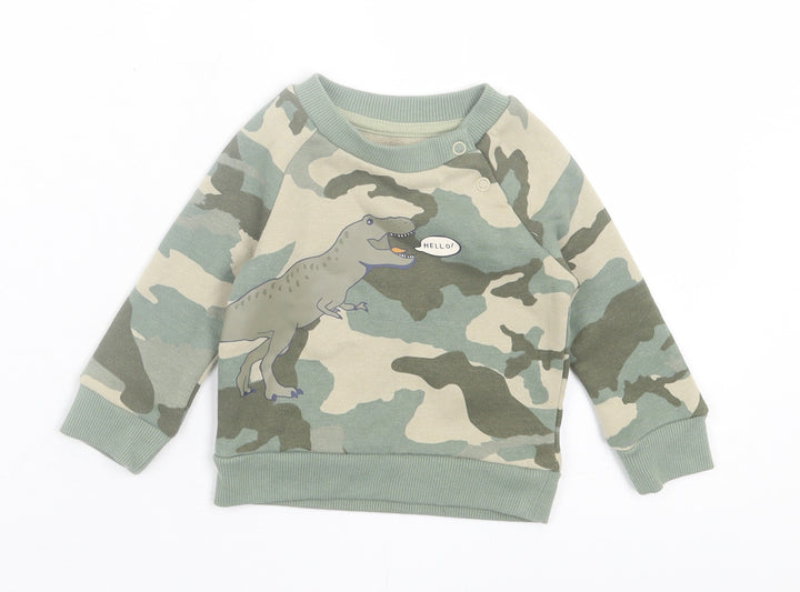 Primark Boys Green Camouflage Cotton Pullover Jumper Size 3-6 Months Pullover