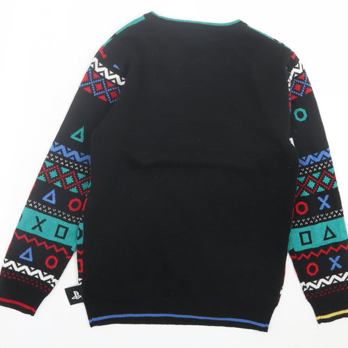 Preworn Boys Multicoloured Crew Neck Geometric Acrylic Pullover Jumper Size 10-11 Years  Pullover - Playstation Christmas