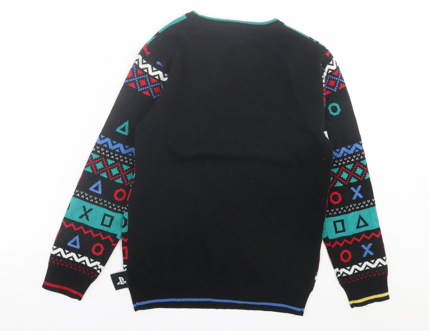 Preworn Boys Multicoloured Crew Neck Geometric Acrylic Pullover Jumper Size 10-11 Years  Pullover - Playstation Christmas
