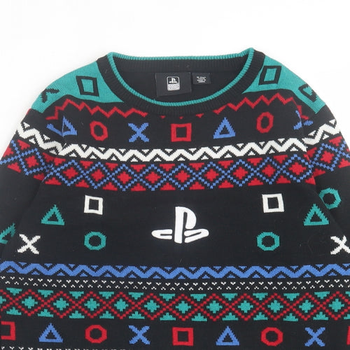 Preworn Boys Multicoloured Crew Neck Geometric Acrylic Pullover Jumper Size 10-11 Years  Pullover - Playstation Christmas