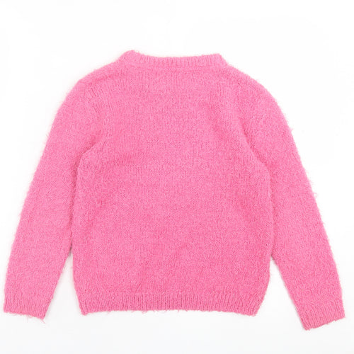 Gr8 Kids Girls Pink Crew Neck  Acrylic Pullover Jumper Size 7-8 Years  Pullover