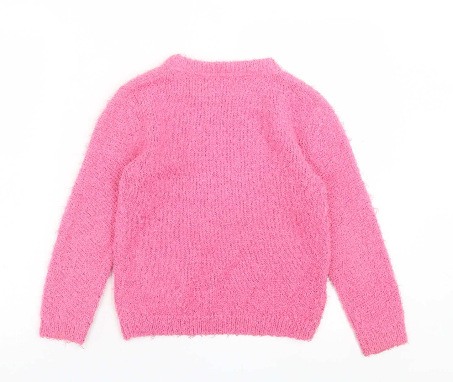 Gr8 Kids Girls Pink Crew Neck  Acrylic Pullover Jumper Size 7-8 Years  Pullover