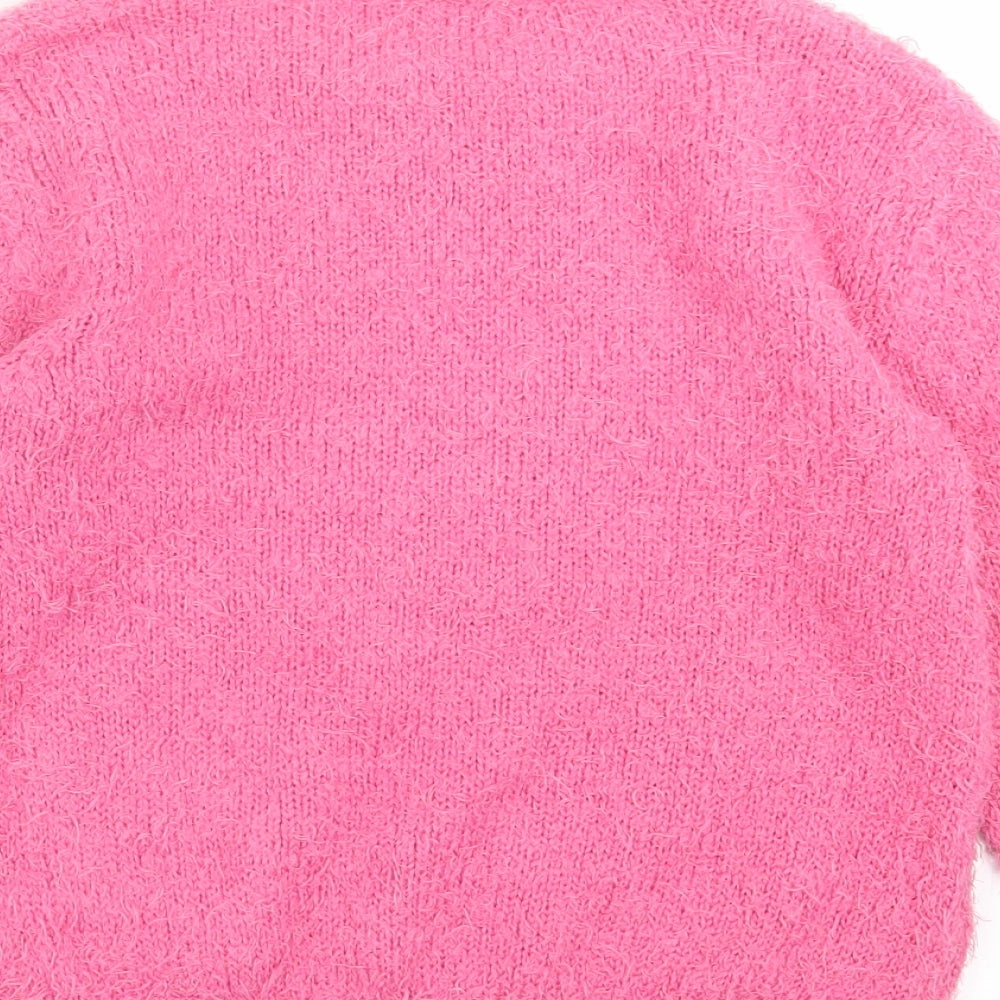 Gr8 Kids Girls Pink Crew Neck  Acrylic Pullover Jumper Size 7-8 Years  Pullover