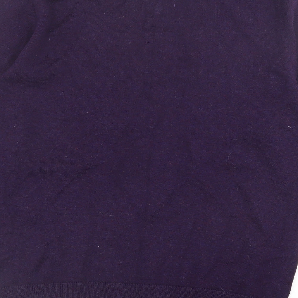 HO WICK Mens Purple V-Neck  Wool Pullover Jumper Size L