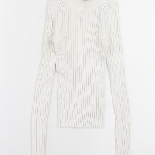 ASOS Womens White Crew Neck  Polyester Pullover Jumper Size 6