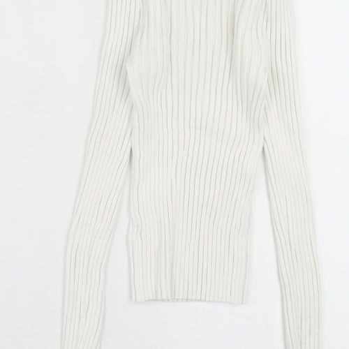 ASOS Womens White Crew Neck  Polyester Pullover Jumper Size 6
