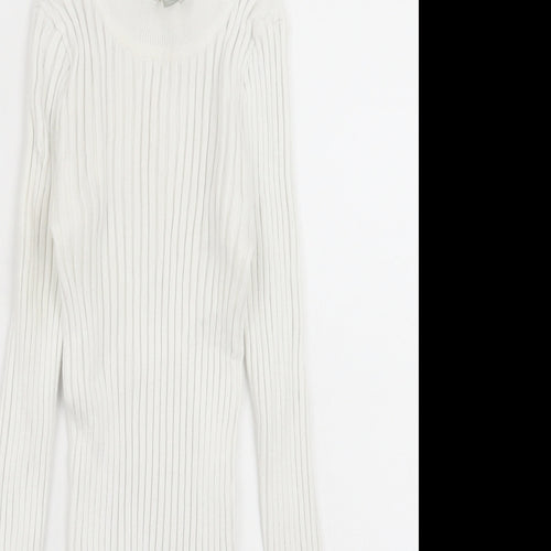 ASOS Womens White Crew Neck  Polyester Pullover Jumper Size 6