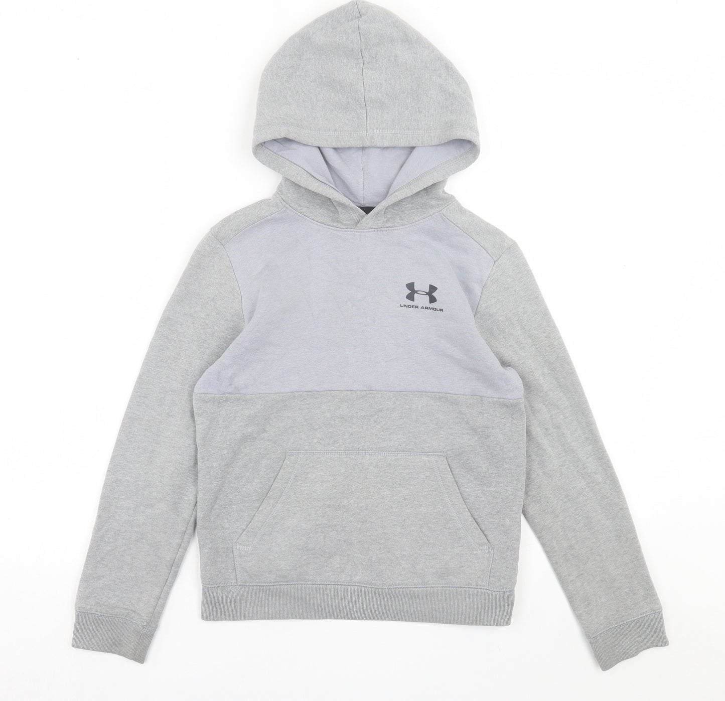 Under armour Boys Grey  Cotton Pullover Hoodie Size 10 Years  Pullover
