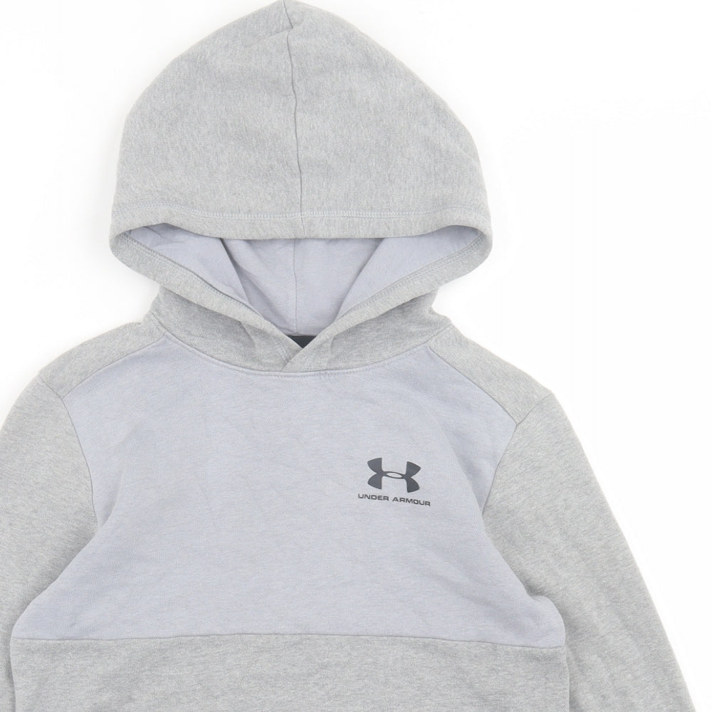 Under armour Boys Grey  Cotton Pullover Hoodie Size 10 Years  Pullover