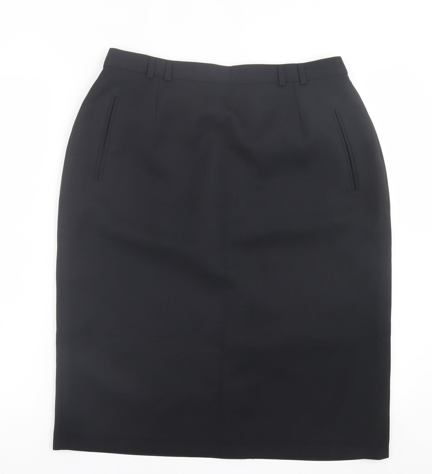 Berkertex Womens Black  Polyester Straight & Pencil Skirt Size 14   Button