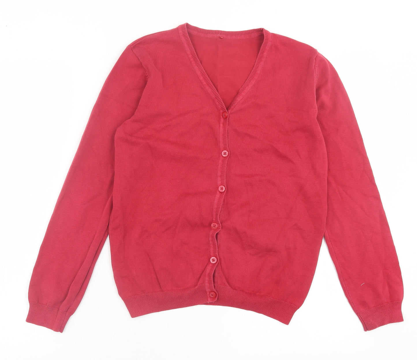 George Girls Red V-Neck  Cotton Cardigan Jumper Size 12-13 Years  Button - School Wear